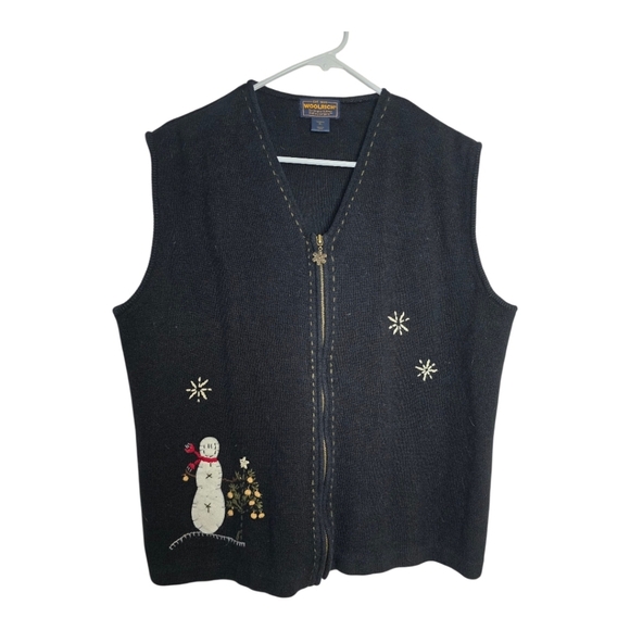 Woolrich Jackets & Blazers - Vintage Woolrich Winter Snowman Applique zip front Vest Black Vest sz XL